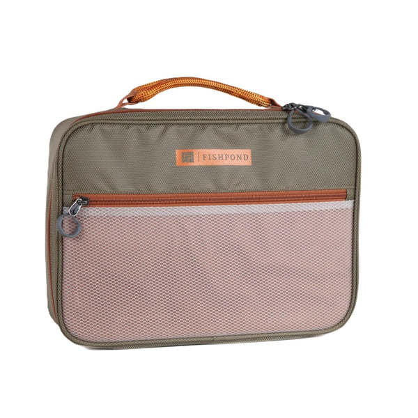 Sand and tan Fishpond Honco Reel Case front facing, on a white background.