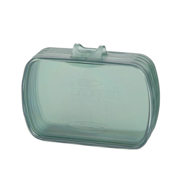 Smoke grey Fishpond Predator Fly Puck rectangular storage container with clear lid on a white background.