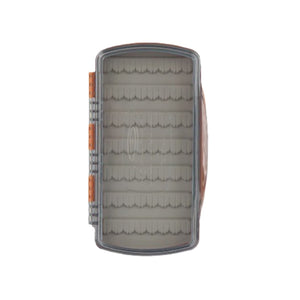 Burnt orange Fishpond Tacky Pescador Medium Fly Box with clear lid on a white background.