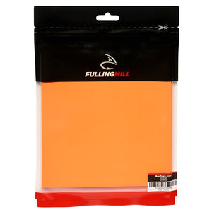 front view of a package of orange fulling mill big foam for fly tying on a white background