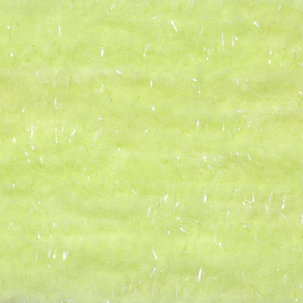 UV Fluorescent Cucumber color Fulling Mill EZ Egg Yarn fly tying material, close up.