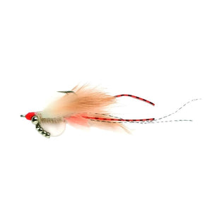 Side view of the fulling mill flies avalon shrimp fly for bonefish and permit on a white background.