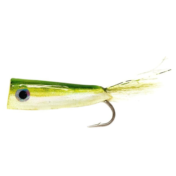 side view of the fulling mill flies crease fly saltwater pattern in green and white on a white background