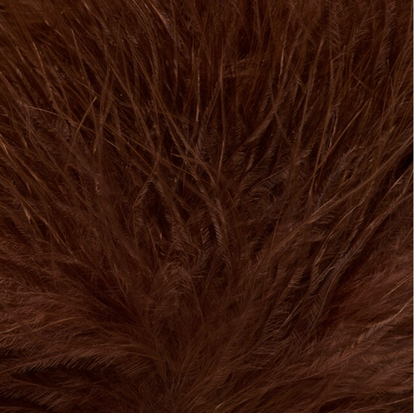 Brown color Fulling Mill Mini Marabou feathers for fly tying, shown close up.