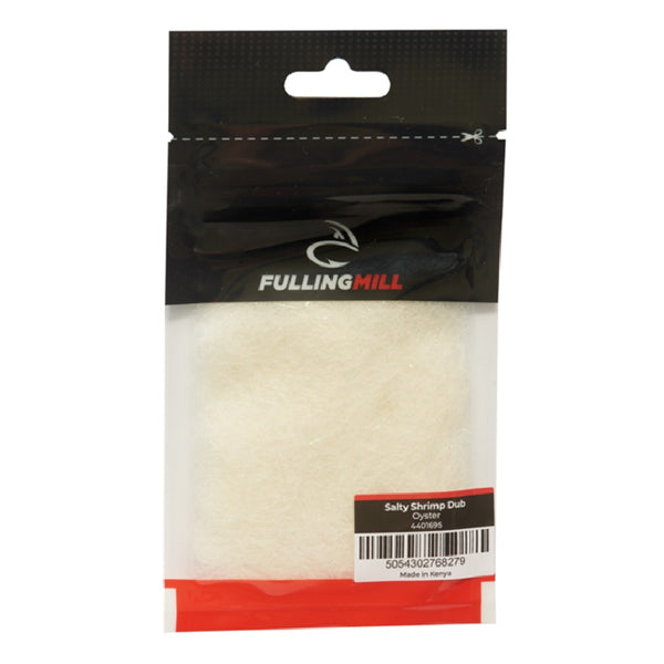 A package of Fulling Mill Salty Shrimp Dubbing for fly tying in oyster against a white background.