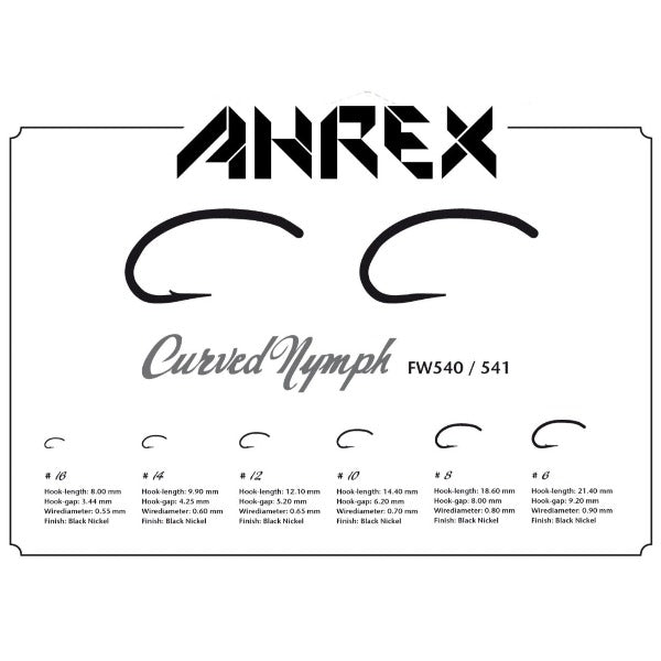 Ahrex FW541 Curved Nymph Barbless Hook