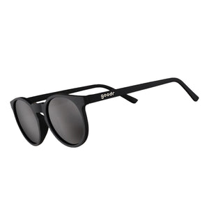 Black Goodr Circle G sunglasses with 'goodr' branding on a white background.