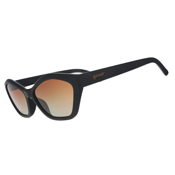 Black Goodr Deco G Sings in Reverb Polarized sunglasses with gradient lenses on a white background.