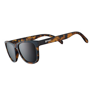 Goodr OG Sunglasses with tortoiseshell frame and dark lenses on a white background.