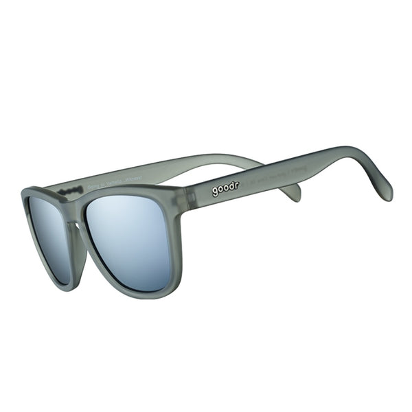 Gray Goodr OG Going To Valhalla Witness sunglasses with mirror lenses on a white background.