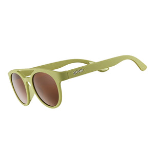 Green Goodr Fossil Finding Focals PHG sunglasses on a white background.