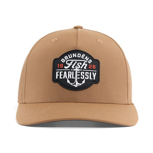 Grundéns Fish Fearlessly Vented Hat in clay brown on a white background.