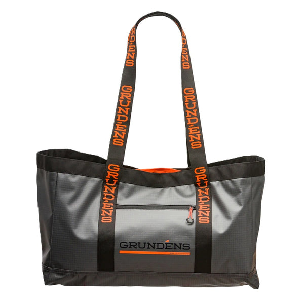 An anchor grey Grundéns Gear Hauler 50L Tote Bag on a white background.