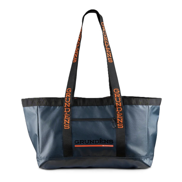 A dark navy Grundéns Gear Hauler 50L Tote Bag on a white background.