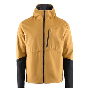 Whiskey color Grundéns Men's Turbulence Hybrid Hoody with black sleeves on a white background.