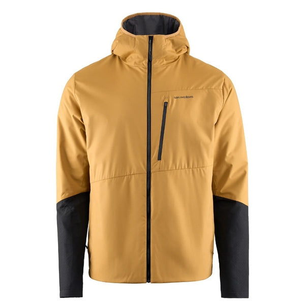 Whiskey color Grundéns Men's Turbulence Hybrid Hoody with black sleeves on a white background.