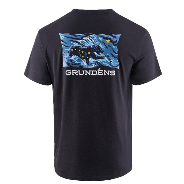 Grundéns Men's Ursa Major Short Sleeved Tee in black showing the graphic on the back, on a white background.
