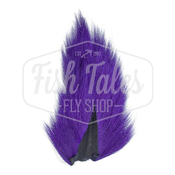 A purple dyed Hook and Hackle Whole Bucktail for fly tying shown from the underside, on a white background with the Fish Tales logo watermark.