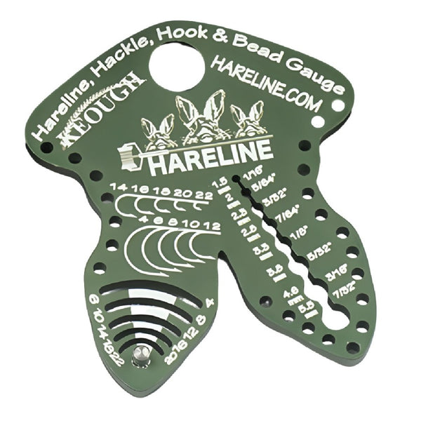 hareline hook hackle bead gauge olive color on white background