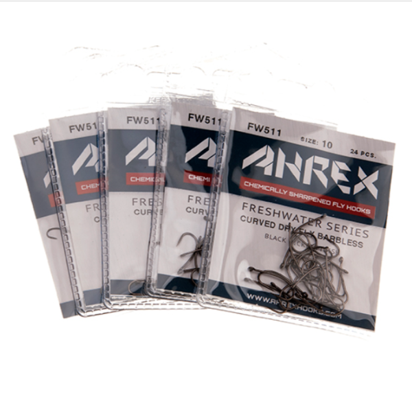 Ahrex FW511 Curved Dry Fly Barbless Hooks