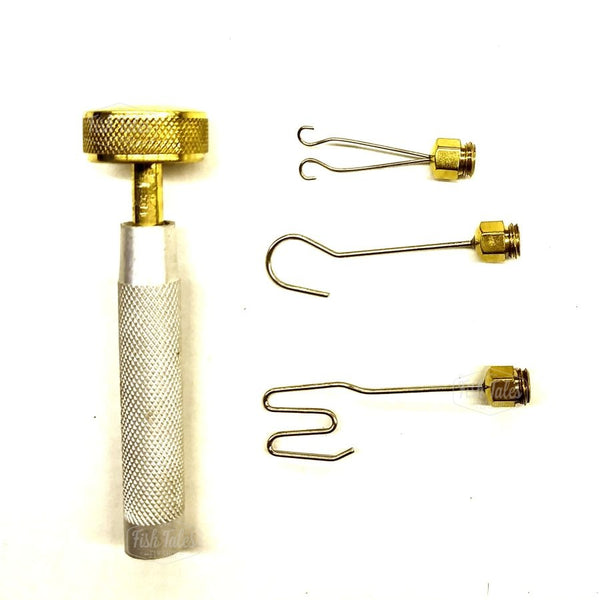 Dubbing spinner set with main bob and three heads on a white background.