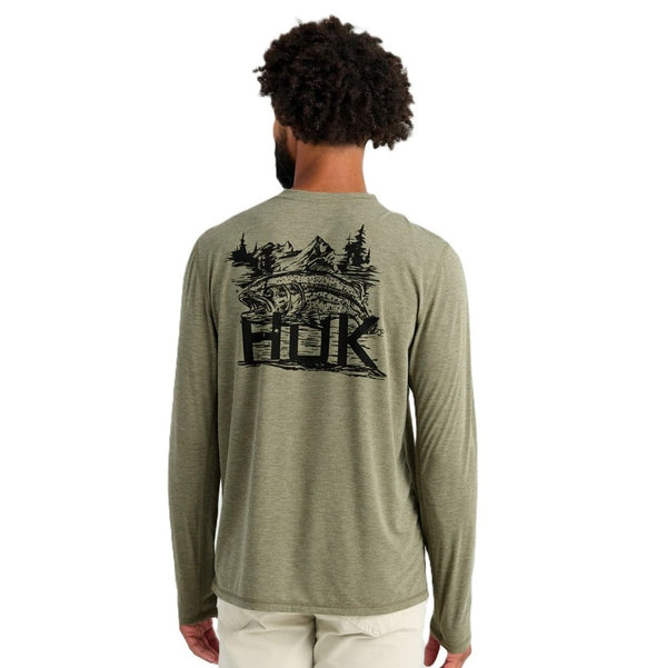 Huk Men's Drift Graphic Crew Long Sleeved UPF Shirt