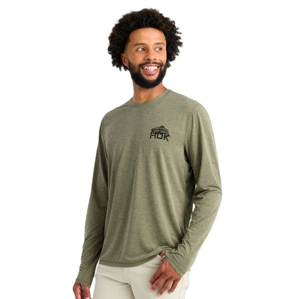 Huk Men's Drift Graphic Crew Long Sleeved UPF Shirt