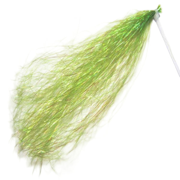 Mother of pearl green Just Add H2O Gliss 'n Glow fly-tying flash material on a white background.