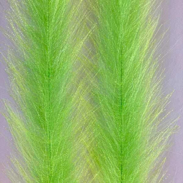 Fluorescent chartreuse pair of Just Add H2O Mimic Faux Feather Brushes on a white background.
