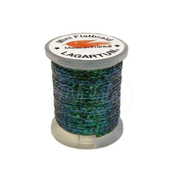 a single spool of peacock lagartun mini flatbraid fly tying material on a white background 