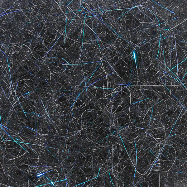 Close-up of black  magic color MFC Arizona Mega Simi Seal Dubbing fly tying material.