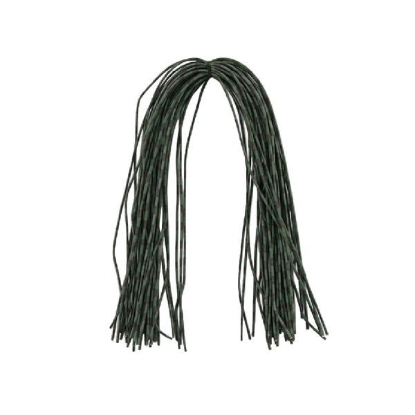 Olive and black center-tied hank of MFC Speckled Centipede Legs for fly tying on a white background.