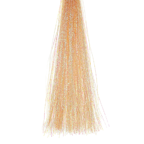 Tan colored skein of MFC Kreelex Fish Flash synthetic fly tying material against a white background.