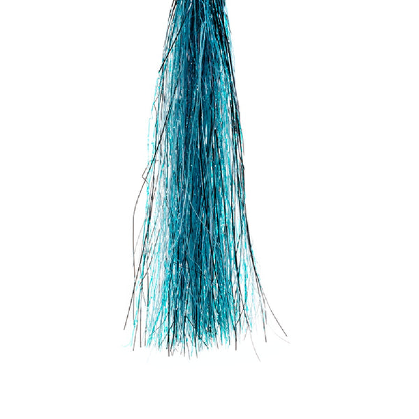 A skein of steelhead blue Senyo's Shadow Fiber Blend for fly tying on a white background.