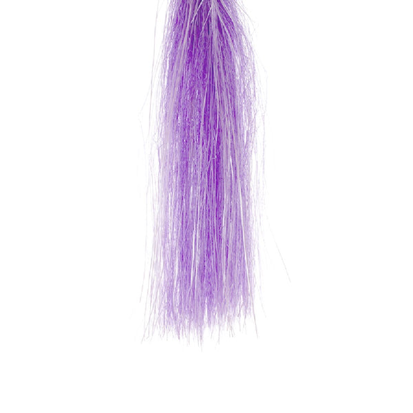 A skein of purple Senyo's Shadow Fiber for fly tying on a white background.