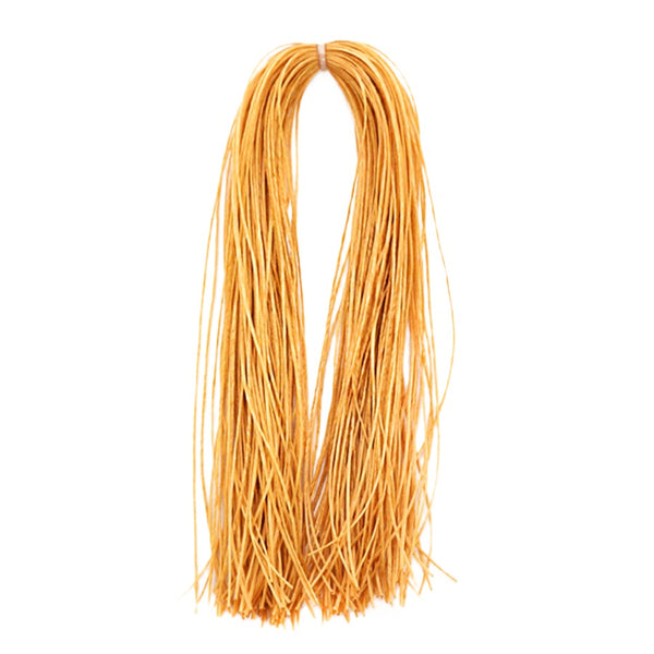 Amber color hank of MFC Sexi Floss Fly Tying Silicone Legs on a white background.