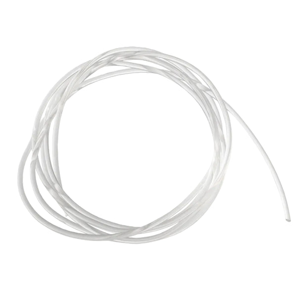 A coil of clear MFC Slim Rim Body Material for fly tying on a white background.