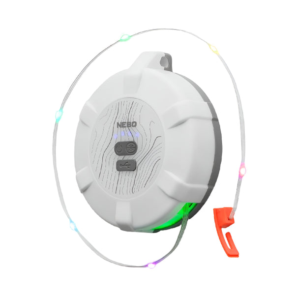 Nebo Luna 400 plus lantern and retractable cable light on a white background.