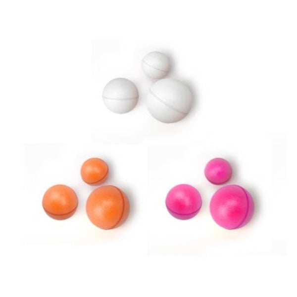 A group of Oros Strike Indicators with multicolored indicators showing difference in sizes over a white background.