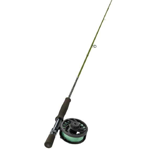 An Orvis Encounter Mighty Mite Fly Fishing Rod and Reel Combo shown assembled on a white background. 
