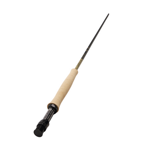 Orvis 50th Anniversary Edition Helios fly fishing rod showing the handle on a white background.