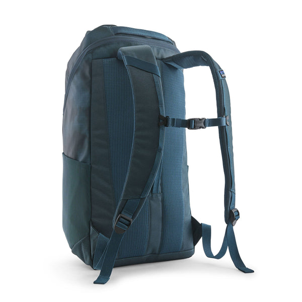 The 25-liter Patagonia Black Hole Backpack in Sastrugi: Summit Blue, shown from the back on a white background.
