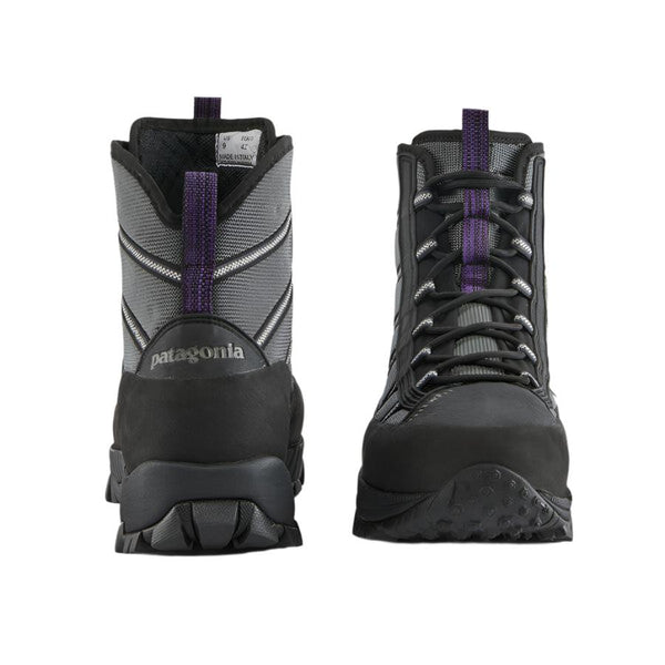Pair of Patagonia Forra Wading Boots featuring a high ankle design, Cordura nylon mesh upper, and Vibram Mars sole on a white background.
