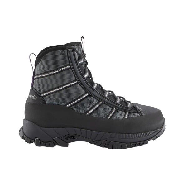 Patagonia Forra Wading Boot featuring a high ankle design, Cordura nylon mesh upper, and Vibram Mars sole on a white background.