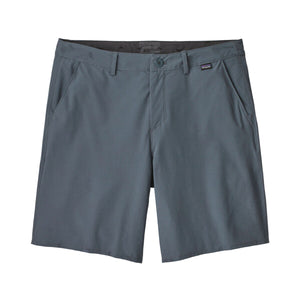 Patagonia Men's Hydropeak Hybrid Walk Shorts in grey on a white background.