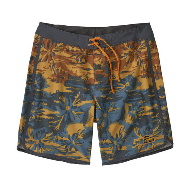 Patagonia Men's Hydropeak Scallop Shorts in a multicolor cliffs and waves pattern on a white background