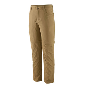 Classic Tan Patagonia Men's Quandary UPF Convertible Pants on a white background.