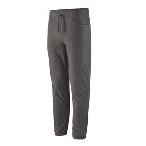 Patagonia Men's Quandary Joggers in grey, featuring multiple pockets and a drawcord waistband on a white background.