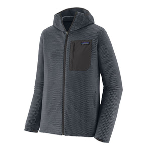 Smolder Blue Patagonia Men's R1 Air Fleece Hoody on a white background.