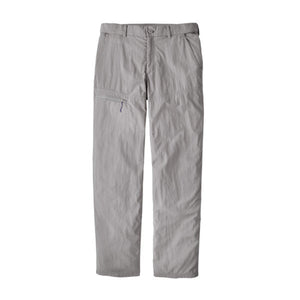 Patagonia men's sandy cay pants in a salt grey color, on a white background.